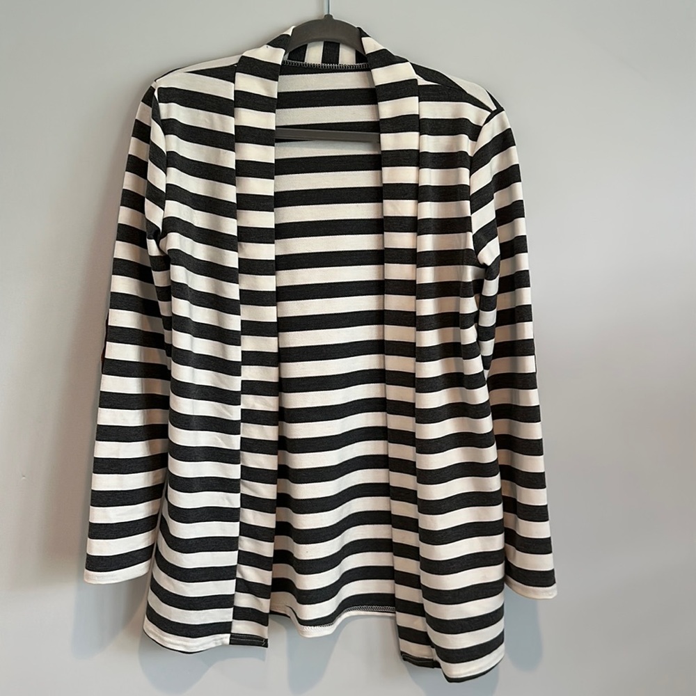 Stripped Cardigan with brown elbow pack
